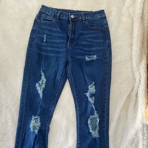 High Waisted Ripped Skinny Jeans